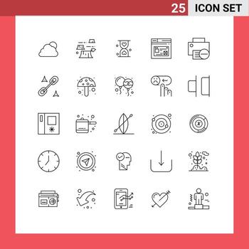 25 Thematic Vector Lines and Editable Symbols of design web heart page waiting Editable Vector Design Elements