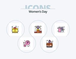 Womens Day Line Filled Icon Pack 5 Icon Design. day. women. proposal. love. cupcake vector