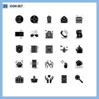 Set of 25 Modern UI Icons Symbols Signs for order money filmmaking mail black coffee Editable Vector Design Elements