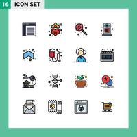 16 concepto de línea rellena de color plano para sitios web móviles y aplicaciones flecha arriba romance altavoz audio elementos de diseño de vectores creativos editables