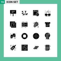 Pack of 16 creative Solid Glyphs of albums damage spring crash computing Editable Vector Design Elements