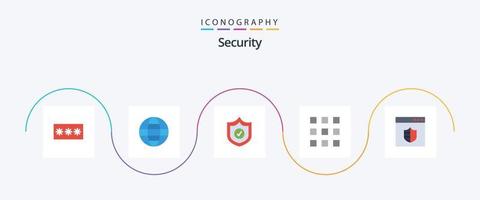 paquete de iconos de 5 planos de seguridad que incluye navegador. cerrar. mundo. cerraduras de llave botones vector