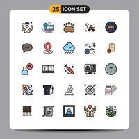 conjunto de 25 iconos modernos de la interfaz de usuario signos de símbolos para la caja de entrega logotipo de zoología remota elementos de diseño vectorial editables vector