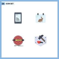 Pack of 4 Modern Flat Icons Signs and Symbols for Web Print Media such as mobile goal service easter set Editable Vector Design Elements