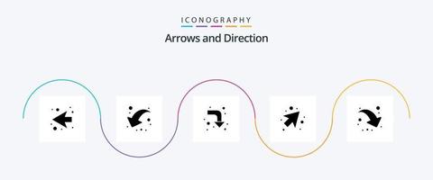 paquete de iconos de glifo de flecha 5 que incluye . abajo a la derecha recargar. Cuota. derecho vector