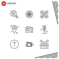 9 Thematic Vector Outlines and Editable Symbols of cards banking fly creditcard map Editable Vector Design Elements