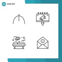 Group of 4 Filledline Flat Colors Signs and Symbols for manat room ad marketing communication Editable Vector Design Elements