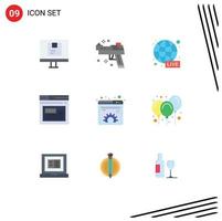 User Interface Pack of 9 Basic Flat Colors of content web weapons page world wide Editable Vector Design Elements