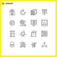 Pictogram Set of 16 Simple Outlines of wifi internet of things abstract internet matrix Editable Vector Design Elements