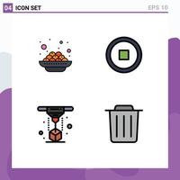 paquete de 4 colores planos creativos de línea de llenado de impresión de pasteles vadas usuario eliminar elementos de diseño vectorial editables vector