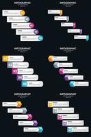 Vector 6 Infographics Pack Presentation slide template 5 Steps cycle diagrams and timelines