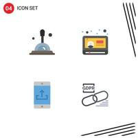 Editable Vector Line Pack of 4 Simple Flat Icons of search mobile application news youtube upload Editable Vector Design Elements