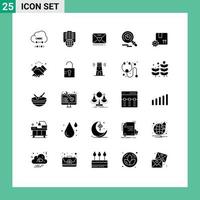 Universal Icon Symbols Group of 25 Modern Solid Glyphs of premium product markiting server faind heart Editable Vector Design Elements