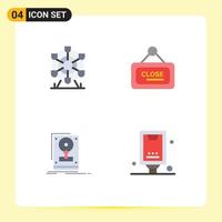 Group of 4 Modern Flat Icons Set for ferris drive canada sign save Editable Vector Design Elements