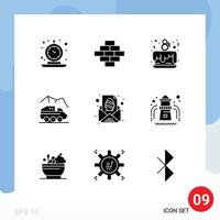 Modern Set of 9 Solid Glyphs and symbols such as easter surface cake party rover exploration Editable Vector Design Elements