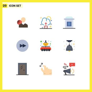 Set of 9 Modern UI Icons Symbols Signs for antenna forward upload circle horror Editable Vector Design Elements