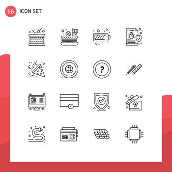 Pack of 16 creative Outlines of virus folder patrick file energy Editable Vector Design Elements