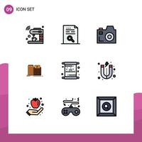 Set of 9 Modern UI Icons Symbols Signs for clinic medical file healthcare media Editable Vector Design Elements