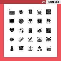 Set of 25 Modern UI Icons Symbols Signs for table layout book spa mortar Editable Vector Design Elements