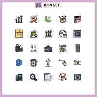 Set of 25 Modern UI Icons Symbols Signs for flag marketing connect stare night Editable Vector Design Elements