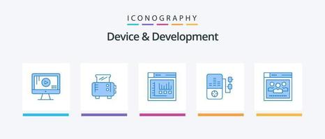 Device And Development Blue 5 Icon Pack Including education. network . internet . browser. mp play. Creative Icons Design vector