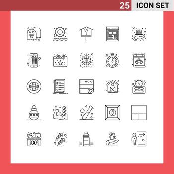 25 Universal Lines Set for Web and Mobile Applications management asset bird house web video Editable Vector Design Elements