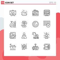 Set of 16 Vector Outlines on Grid for tube store camera shop monitor Editable Vector Design Elements