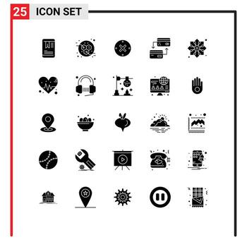 25 Universal Solid Glyphs Set for Web and Mobile Applications fabric pattern delete ribbon cashless Editable Vector Design Elements