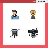 Modern Set of 4 Filledline Flat Colors and symbols such as account cable person top usb Editable Vector Design Elements