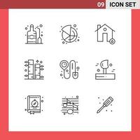 User Interface Pack of 9 Basic Outlines of booking garden buildings botanical real Editable Vector Design Elements