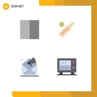Pictogram Set of 4 Simple Flat Icons of grid email ball sport promotion Editable Vector Design Elements