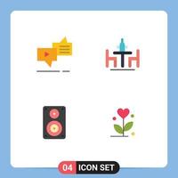 Mobile Interface Flat Icon Set of 4 Pictograms of chat meeting messaging conference hifi Editable Vector Design Elements