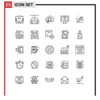 25 iconos creativos signos y símbolos modernos de dibujo de marcador almacenamiento seguridad Internet elementos de diseño vectorial editables vector