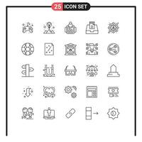 25 User Interface Line Pack of modern Signs and Symbols of sharing affiliate hand watch mailbox inbox Editable Vector Design Elements