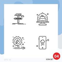 Modern Set of 4 Filledline Flat Colors Pictograph of build dish tool baking energy Editable Vector Design Elements