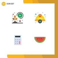 Mobile Interface Flat Icon Set of 4 Pictograms of farm labour grow cap calculate Editable Vector Design Elements