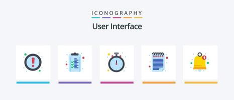 User Interface Flat 5 Icon Pack Including . notification. stop. interface. note. Creative Icons Design vector