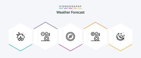 Weather 25 Line icon pack including . weather. direction. cloud. temperature vector