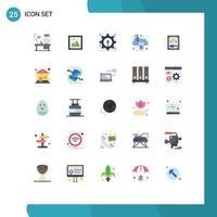 User Interface Pack of 25 Basic Flat Colors of gift c digital picture computing business Editable Vector Design Elements