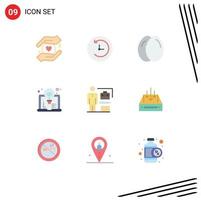 Modern Set of 9 Flat Colors Pictograph of inbox achieve life accomplished idea Editable Vector Design Elements