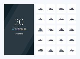 20 Mountains line Filled icon for presentation vector