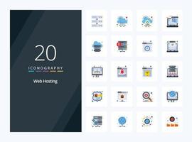 20 Web Hosting Flat Color icon for presentation vector