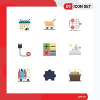 Pictogram Set of 9 Simple Flat Colors of hardware devices monetization cord value Editable Vector Design Elements