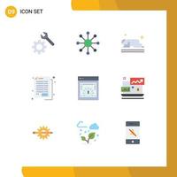 Set of 9 Vector Flat Colors on Grid for page speed test bookkeeping namaz banking accounts Editable Vector Design Elements