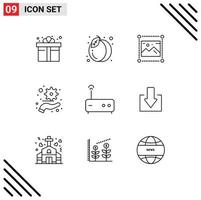 Group of 9 Outlines Signs and Symbols for modem plan design management image Editable Vector Design Elements