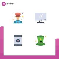 4 Universal Flat Icons Set for Web and Mobile Applications female pc police monitor phone Editable Vector Design Elements