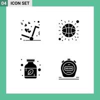 Set of 4 Modern UI Icons Symbols Signs for delivery herbal love sport timer Editable Vector Design Elements
