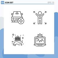 Set of 4 Modern UI Icons Symbols Signs for car management vehicles opportunity wealth Editable Vector Design Elements