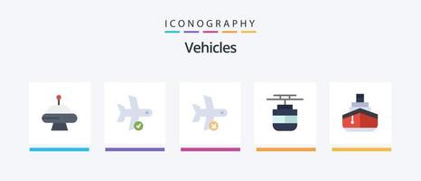 paquete de iconos planos de vehículos 5 que incluye crucero. transportación. vuelo. transporte. transportación. diseño de iconos creativos vector