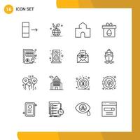 16 Outline concept for Websites Mobile and Apps balance easter building egg gift Editable Vector Design Elements